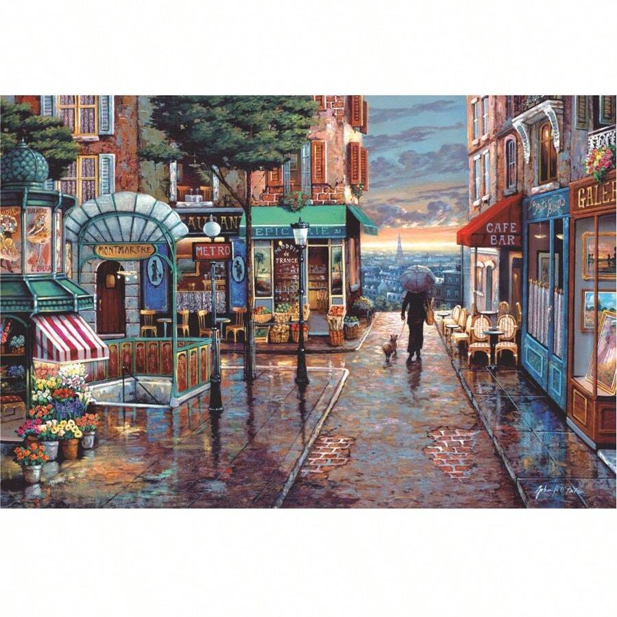 1000pcs Paper Jigsaw Puzzle, Landscape Oil Painting Style, Stress Relief & Brain Teaser