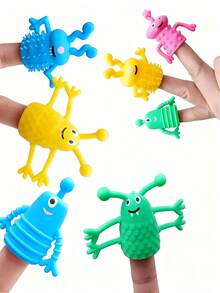 1pc Cute Finger Puppet Toy, Elastic Finger Puppet Stress Relief Toy, Soft Rubber Finger Doll Toy, Suitable For Role Play, Birthday Party Gifts, Gift Bag Filler, Piñata Filler, Random Color And Style - Multicolor - View 3
