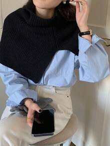 1 szt. Damski, jednokolorowy, dzianinowy, ciepły szalik, modny, uniwersalny i wygodny szal, ocieplacz na szyję na jesień i zimę, odpowiedni do noszenia na co dzień i na zewnątrz - A - Zobacz 4