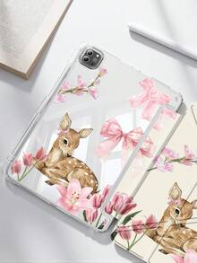鹿紋平板保護殼，相容 iPad 第 10 代、10.2/Mini6/Mini7/9.7 吋、Galaxy Tab A9 Plus，3 年以上防彎折，內建筆槽，適用 Kindle (11th Gen) 2022 版，強化矽膠護角，自動喚醒/睡眠功能，完美日常保護，情人節聖誕節春季浪漫禮物，時尚簡約圖案 - 彩色 - 查看 4