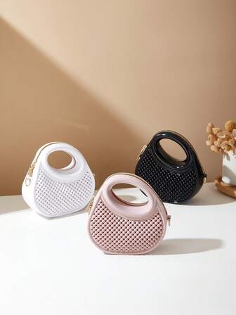 Hollow Jelly Crossbody Bag, Zipper Closure Single Handle Tote, Fashionable Handbag Suitable As Gift For Girls