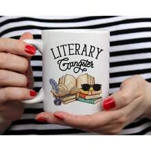 Taza de café divertida para amantes de los libros, taza de gángster literario, regalos para bibliófilos lectores libreros (11oz) - Multicolor - Ver 3