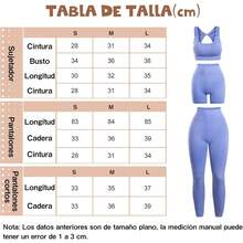 CEEMACE Conjunto Deportivo Mujer de 3 Piezas de Yoga Brasier + Licras deportivas Cintura Alta Control Abdominal Elástico para Jogging Deportes Entrenamiento - azul - Ver 12