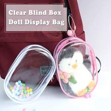 2PCS Large Clear Figure Display Bag Compatible With 7Inche Blind Box Doll PVC Protective Case Portable Carrying PouchChristmas - Đen + Hồng đậm - Xem 2