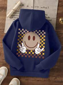 1 buah Sweatshirt Pullover Kasual Bergambar untuk Anak Laki-laki Remaja, Lapisan Termal, Lengan Panjang, Musim Gugur/Dingin - Navy Blue - View 3
