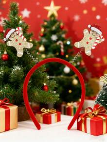 1pc Women's Christmas Gingerbread Faux Leather Head Wrap, Cute Street Fashion Casual Hairband, Suitable For Christmas Party, All Seasons ,Hair Hoop Hair Accessories