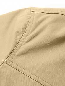 1pc Autumn/Winter Thermal Lined Warm Fur Collar Jacket, New Men's Jacket Outerwear Lapel Casual Versatile Multi-Pocket Jacket, Khaki Jacket, Retro Jacket - Khaki - View 4