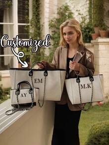 Customized Name Mini Small Shoulder Bag, Casual Multipurpose Double Handle Crossbody Handbag For Women, Fits Lipstick, Powder, Coins, Suitable As Gift For Family And Friends, Birthday Gift - Multicolor - View 1