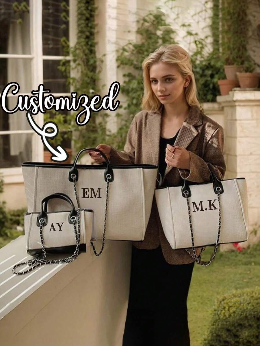 Customized Name Mini Small Shoulder Bag, Casual Multipurpose Double Handle Crossbody Handbag For Women, Fits Lipstick, Powder, Coins, Suitable As Gift For Family And Friends, Birthday Gift - Multicolor - View 1