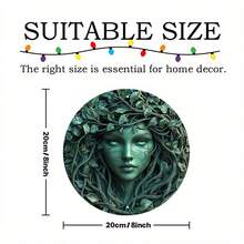 Retro Green Tree Female Face Round Aluminum Wall Art Sign - 8x8 Inch Nature-Inspired Design, Pre-Drilled For Easy Hanging, No Electricity Needed, Indoor/Outdoor Home Garden Decor For Halloween Christmas Gift Idea, Tree Decor - 彩色 - 查看 4