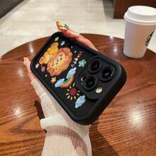 Funda de teléfono con patrón de león de dibujos animados para iPhone 16, diseño único de cobertura total para XR, protección de lente, XSMAX, linda 15PROMAX, estética 16PRO, TPU grueso 11PROMAX, hombres XS, sensación suave 13PROMAX, mujeres 16 parejas, fundas de teléfono 16PROMAX, 14 negro, 14PRO a prueba de golpes y anticaída, 14PROMAX/15PLUS/12MINI/14PLUS/16PLUS/12/13/11/13MINI/15/15PRO/12PROMAX/12PRO/11PRO/13PRO - Negro - Ver 6