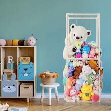 Multi Purpose Toy Zoo Storage Cabinet With Elastic Band Holder For Stuffed Animals Plush Toy Organizer Nursery Bedroom Playroom Furniture Easy Assembly White Durable ABS - trắng - Xem 8