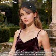 Fascinators Hats Women Tea Party Hat Flower Mesh Pillbox Hat With Hair Clip Vintage Headband Wedding - màu đen - Xem 6