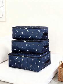 1Pc Large Capacity Storage Bag,Oxford Cloth Quilt Storage Bag, Quilt Travel Moving Storage Packing Bag, Clothes Luggage Storage Bag, For Seasonal Storage And Organization - Blue - View 2