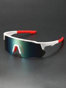 1副男士经典超大塑料镜框一体式时尚运动眼镜，保护眼睛，适合户外骑行和日常生活佩戴。 - 彩色 - 查看 1