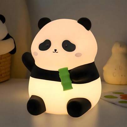 Linda lámpara de noche de panda hecha de silicona, luz ambiental creativa