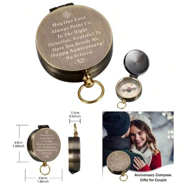 Anniversary Compass Him Or Her, Unique Ideas Husband Or Wife, Men Wedding Anniversary 50th 40th 25th 20th Year Celebration, Engagement Gifts Husband Wife, 11 10 Year Anniversary