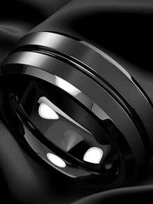 1 件 8 毫米男士戒指 - 黑色波浪哑光不锈钢简约现代设计婚礼订婚周年纪念珠宝，耐用休闲装饰，优雅金属质感，高品质金属，送给他的礼物 - 彩色 - 查看 6