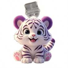 1个新款可爱小老虎亚克力2D扁平防尘塞，兼容苹果Lightning和Type-C椭圆形接口手机，精美礼品 - 多色1 - 查看 8