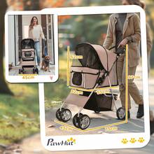 PawHut Dog Stroller/Trailer In Coffee Brown, Lightweight, Foldable And Practical. - Brown - View 7