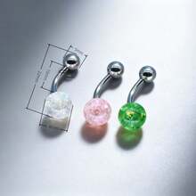 6pcs/Pack Resin Fake Opal Navel Rings, 1.6*10*5*8mm, Belly Button Piercing Jewelry, Factory Direct Supply - Multicolor - View 3