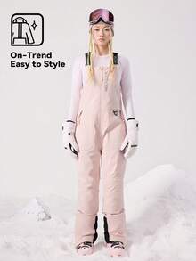 VECTOR MOTION Montis 加厚滑雪背带裤，男女通用，弹性面料，防水，耐磨，防风，透气，保暖，接缝处采用压胶工艺，直筒裤型，适用于单板/双板滑雪 - 淺粉色 - 查看 8