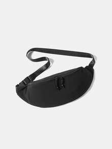 1pc Large Capacity Zipper Closure Men's Waist Bag/Chest Bag, New Street Style Outdoor Travel Men's Chest Pack Belt Bag - Black - View 5