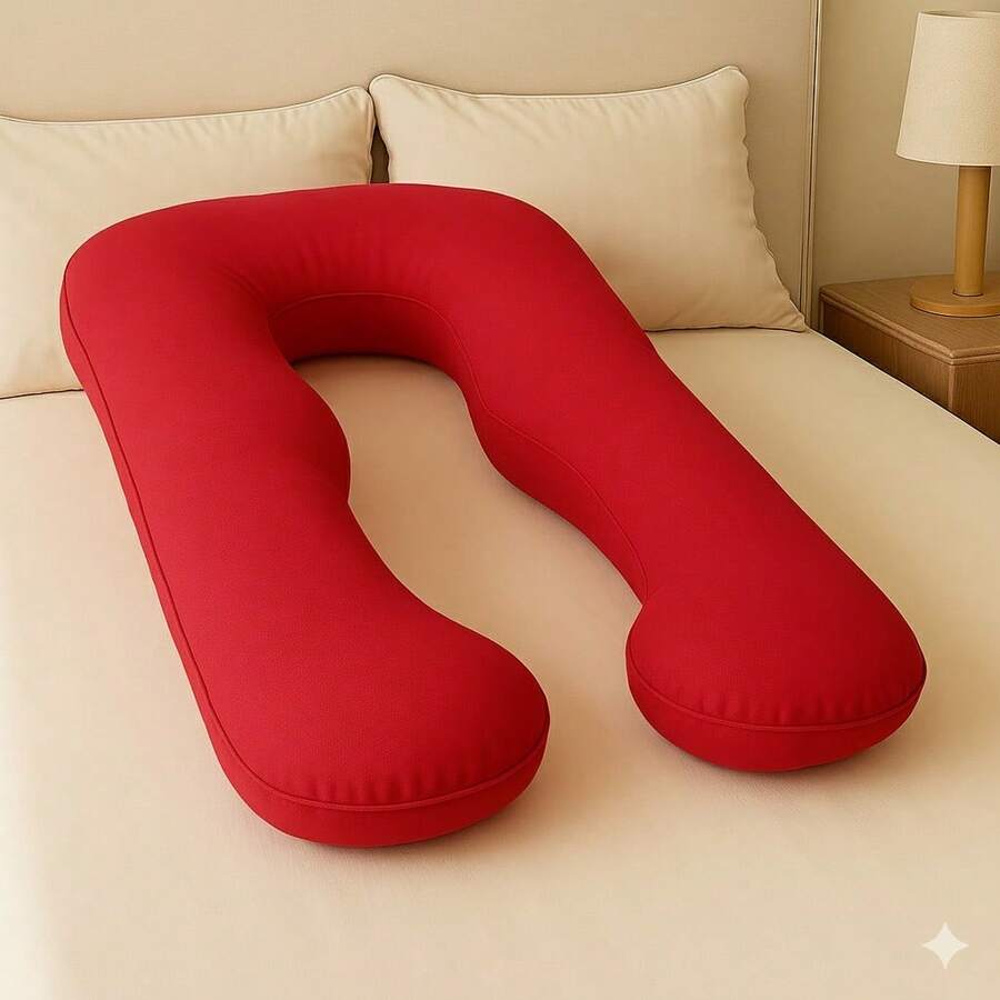 Pregnancy Body Pillow, 200 Thread Count Micropercal, 120x60cm, Ergonomic, Soft, For Bed - Rojo - Ver 1