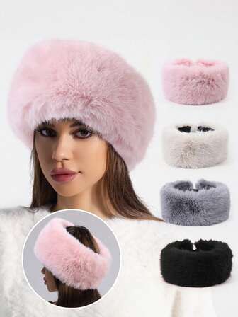 1pc Women's Plush Ear Muffs - Soft & Warm Elastic Headband, Suitable For Skiing, Hiking And Cold Weather, Can Be Used As Casual Headband, Winter Hair Accessory, Sweatband, Women's Headscarf, Fashionable Women's Scarf