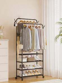 Multi-Layer Hanging Clothes Rack With Drying And Storage Functions For Clothes, Hats, Shoes And Pants – Space-Saving Freestanding Organizer For Bedroom And Dorm, Easy Assembly, Durable Construction, Versatile For Wardrobe, Laundry Room, Seasonal Gear, And Daily Organization, Ideal For Small Apartments And Shared Living, Keeps Garments Dry, Accessible, And Clutter-Free With Modern Design Compatible With Various Interior Styles - Multicolor - View 4