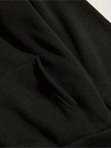 Black Cat I Hate Human Patterns On The Back, Hooded, Pockets, Comfortable Breathable Sweater, Hooded, Streetwear, Casual Everyday Wear, Available As A Gift, (Choose A Larger Size For A Looser Fit) - 黑色 - 查看 4
