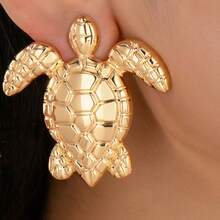 1 Pair Vintage Style Cute Metal Sea Turtle Stud Earrings, Creative Personalized Suitable For Holidays & Parties - Earrings - View 5