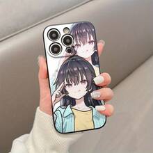 Funda de teléfono de la serie Anime Girl para iPhone 16 única 15PRO, fundas de teléfono esmeriladas 14PROMAX, funda de teléfono móvil mate 13PRO para hombres 14, estética 13, linda 15, 11PRO a prueba de golpes y caídas, 12PRO TPU grueso 16 negro, 13MINI para mujeres 11PROMAX azul, 14PRO carcasa suave gruesa XS/12MINI/11/13PROMAX/12/XR/15PROMAX/12PROMAX/16PLUS/16PROMAX/16PRO/XSMAX/14PLUS/15PLUS - Negro - Ver 2