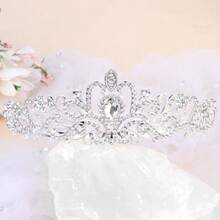 Sparkling Silver Crown Tiara For Women With 20 Mini White Flower Hair Clips Elegant Bridal Wedding Princess Party Hair Accessories Featuring Rhinestone Queen Crown For Formal Events And Special Occasions - 如圖 - 查看 6