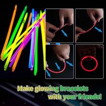 Pack 8u201D Yellow Glow Sticks Bulk With Connectors Neon Glow In Dark Party Favors Supplies Holiday Birthday Party Decoration Yellow - Yellow - View 4