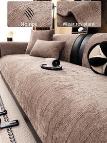 1pc All-Season Sofa Cushion Cover, Modern Minimalist Anti-Slip Sofa Seat Pad, Dust-Proof & Washable Sofa Slipcover, Soft & Fade-Resistant, Pet-Friendly, Fits L-Shaped Sofa And 1/2/3/4 Seater Sofa, Suitable For Bedroom, Office, Living Room - Coffee Brown - View 2