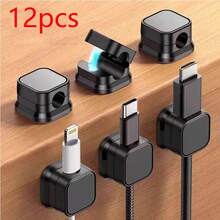 6pcs Magnetic Cable Organizer Clips, Desk Wire Management Holder, Adhesive Charging Cable Winder Mount For Bedroom, Kitchen, Office