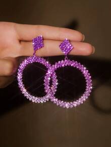 2pcs Exaggerated Personalized Frosted Big Hoop Earrings For Women Party Accessories - Multicolor - View 10