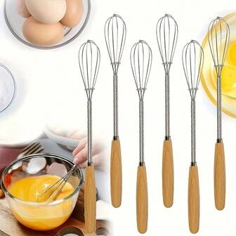 Premium Stainless Steel Whisk With Solid Wood Handle- Perfect For Kitchen Whisking, Mixing And Stirring, Wood Handle Whisk, Professional Look, Premium Finish, Durable Build, Kitchen Professionals, Bakers