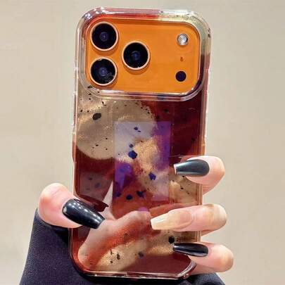 Ốp lưng điện thoại chống sốc họa tiết mực đỏ nâu cổ điển tương thích với iPhone 17ProMax 17Pro 17 Air 17 16 15 14 13 12 Pro Max 11