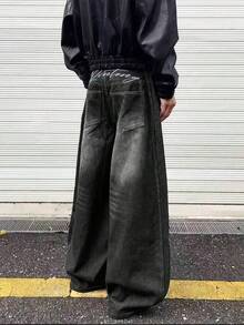 Men's Street Style Loose Casual Jeans, Relaxed Fit - Fashion Casual All/Global/Universal Loose - Black - View 5