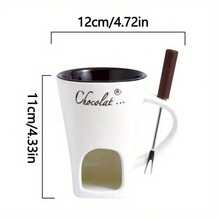 1 件陶瓷巧克力火锅杯，巧克力融化杯，奶酪慢加热杯，黄油加热器，带叉子，适合在情人节、派对和家庭聚会中使用 - 无需明火加热，表面易于清洁，是奶酪、巧克力和甜点爱好者的理想礼物，也是家庭烹饪的必备品。 - 彩色 - 查看 10