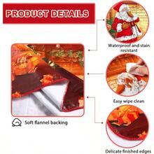 TFKI Christmas Tablecloth Christmas Vinyl Flannel Backed Tablecloth Rectangle Washable Santa Claus Fireplace Table Cover For Xmas Winter Holiday Party Supplies 54 X 84 Inch - Multicolor - View 2