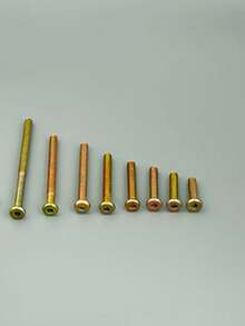 65件套M6x30/40/50/60/70/80mm螺纹长度家具螺栓螺母套装，内六角圆柱头螺钉配桶形螺母，适用于床、床头柜、椅子等。