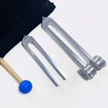 1 Set, Silver 128Hz + 384Hz, 128Hz + 432Hz Tuning Forks, Aluminum Alloy Tuning Fork Set (Includes Velvet Pouch + Mallet + Accessories) - Silver - View 2