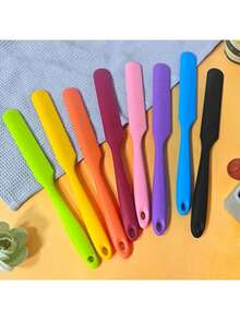 1/3pcs Silicone Spatula, Heat-Resistant Cake Cream Peanut Butter Spatula, Batter Stirring Spatula, Non-Stick Bread Spatula, Rubber Kitchen Mixing Pot Spatula, Long Handle - Multicolor - View 10
