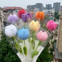 1pc Creative Wedding Handheld Small Bouquet Handmade Knitted Bouquet Woolen Crochet Flowers Gifts Artificial Flowers Home Decorations - Multicolor - View 8