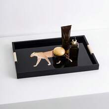 艺术豹纹方形镜面托盘，铁艺装饰收纳托盘，配有防滑皮革提手，透明亚克力装饰镜面，多功能收纳托盘，可放置珠宝、化妆品、蜡烛、钥匙、太阳镜等物品，优雅动物纹梳妆台收纳盒，装饰性家居托盘，适用于咖啡桌、梳妆台、台面，节日礼盒包装，是馈赠亲友的理想之选，亦可用于房间装饰。 - 彩色 - 查看 3