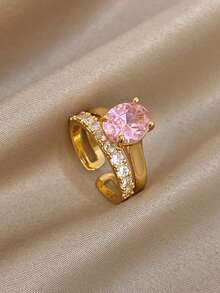 1枚18K镀金奢华复古可调节多色锆石戒指，女士优雅珠宝，妈妈礼物，圣诞节、感恩节、嘉年华、婚礼、锐舞派对/舞会/日常配饰，周年纪念日、情人节、波西米亚风生日伴娘礼物 - 彩色 - 查看 13