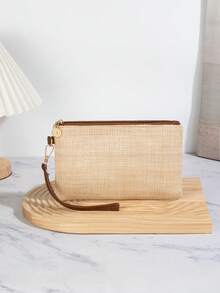 Fashionable Women's Clutch Bag, Retro Summer Beach Long Wallet, Phone Pouch, Home Storage Bag - Khaki - View 7